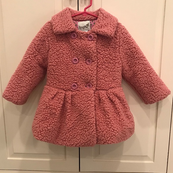 Magpie Pink Sherpa Fleece Pea Coat 3T - Picture 1 of 3